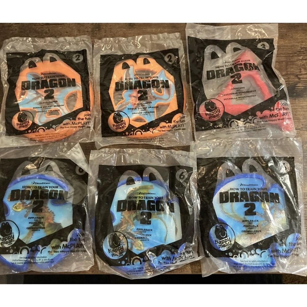 Lot of 6 2010 How To Train Your Dragon McDonalds Flying Disc Toy Lot 6 #2 #3 #6